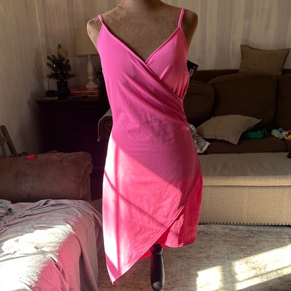 Planet Gold Dresses & Skirts - Planet Gold Vibrant Pink Asymmetrical Dress
